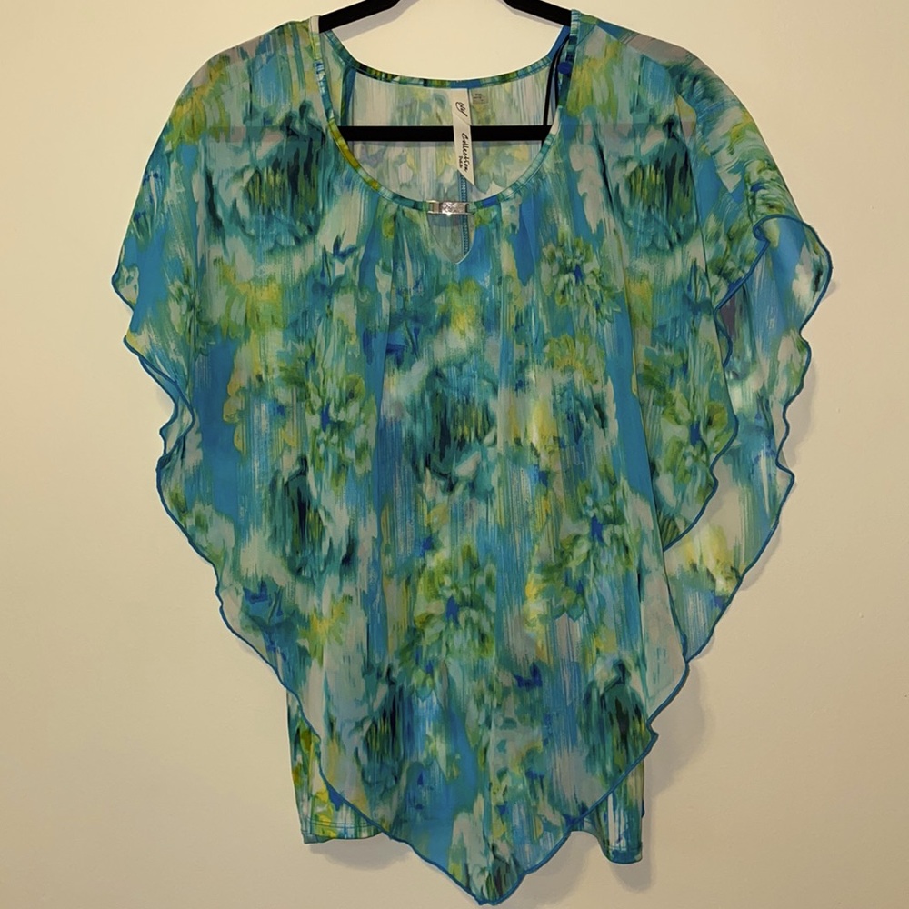 Floral blouse in blue/green size PXL. NY collection